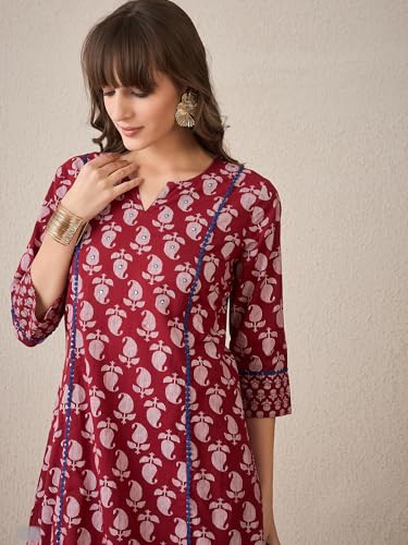 Image of INDO ERA Women's Cotton Ethnic Co-Ord Set | Kurta Pant Set | Stylish Cotton Suit Set for Women,10051 | Co Ord Set For Women Stylish |