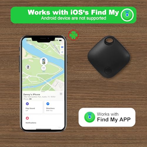 AURTEC Smart GPS Tracker für Haustiere, Fahrzeuge, Schlüssel und Gepäck, kompatibel mit Apple Find My App (nur iOS), Echtzeit-globale Standortverfolgung, Lange Akkulaufzeit, Geo-Fencing, 1 Stück
