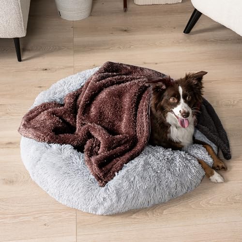 Image of PetAmi Brown Sherpa Fleece Dog Cat Blanket, Small (24x32), Plush Throw Blanket for Small Dogs, Cats, Kittens, Warm, Soft, Reversible, Machine Washable