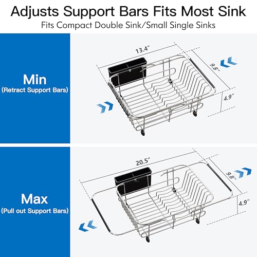Image of JASIWAY Sink Small Dish Drying Rack with Utensil Holder, for RV, Apartment