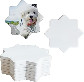 Sublimation Blanks Bulk Ceramic Coasters Glazed Tiles - Heat Transfer Drink Coasters Set with Cork Backing Pads Absorbent DIY Ready for Painting Home Decor, Bars, Offices (Octagonal, 8 Pack)