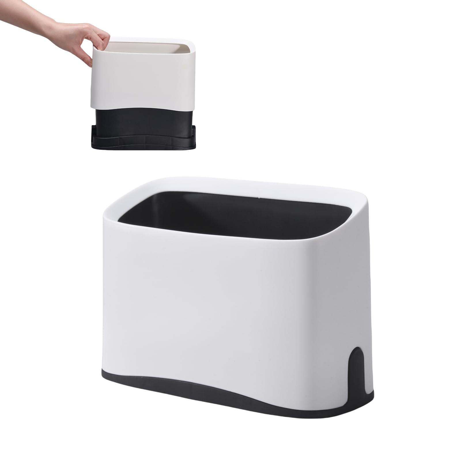 Cat Litter Scoop Holder Universal Scooper Storage Caddy for Most Kitty Poop Shovel, Durable Removable Pet Pooper Stand for Plastic/Metal Waste Scoops, Double-Layer Mini Desktop Trash Can - L White