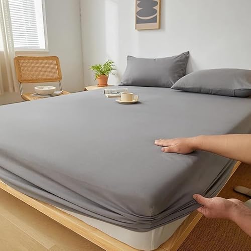 CUBD QBED Plain Fitted Sheet Set for Hotels, Homes & Touristic Villages 3 Pieces (120 * 200 * 30 cm, Grey)