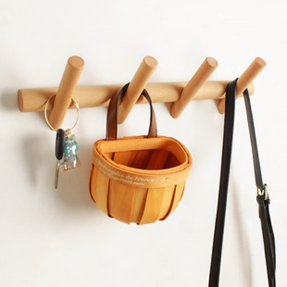 Perchas Modernas de Madera para Entrada para Abrigos y Sombreros | Toallero de Cocina para baño | Adhesivo para Puerta o pared-50cm