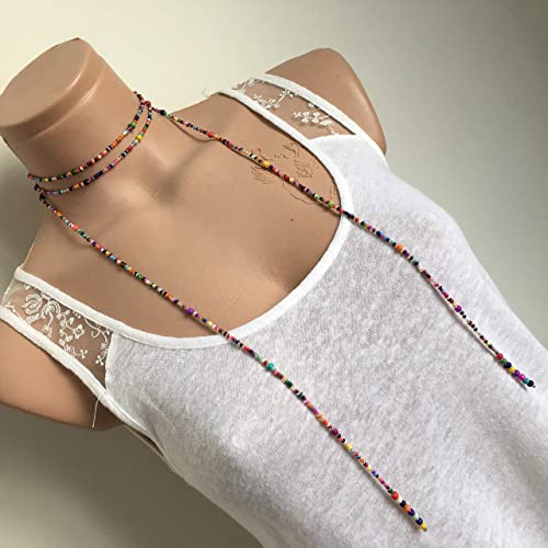 Generic Colorful Bead Necklace, Long Tie Choker, Wrap Necklace, Wrap Seed Bead, Lariat Necklace thumb #5