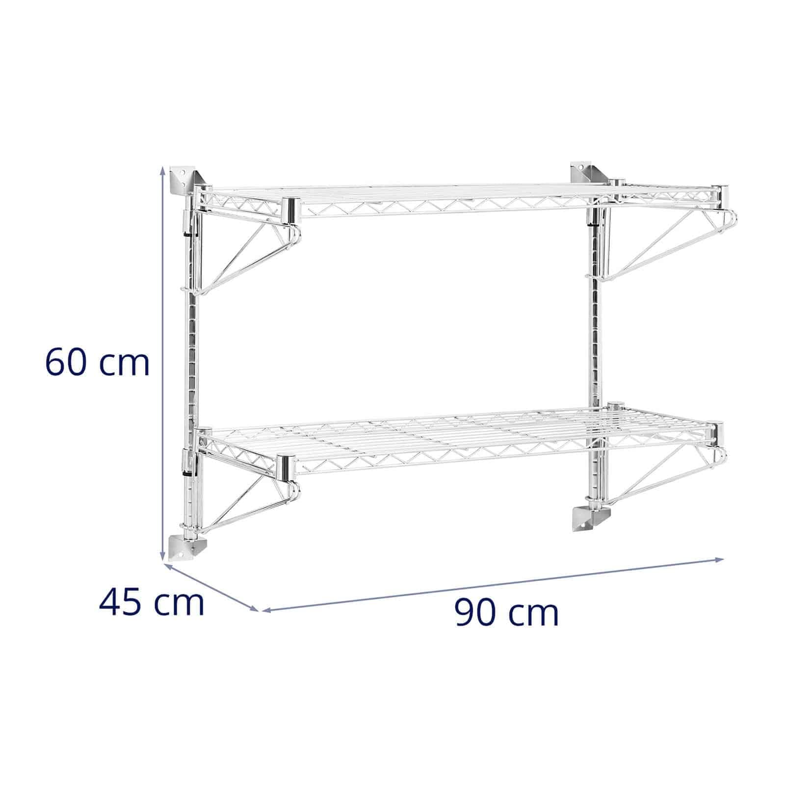 Royal Catering RCMR-1800P56 Wandbord 2 Ablagen 90 cm Hängeregal Küche Gastro-Wandregal Gastronomie-Wandbord Gastronomie-Wandregal