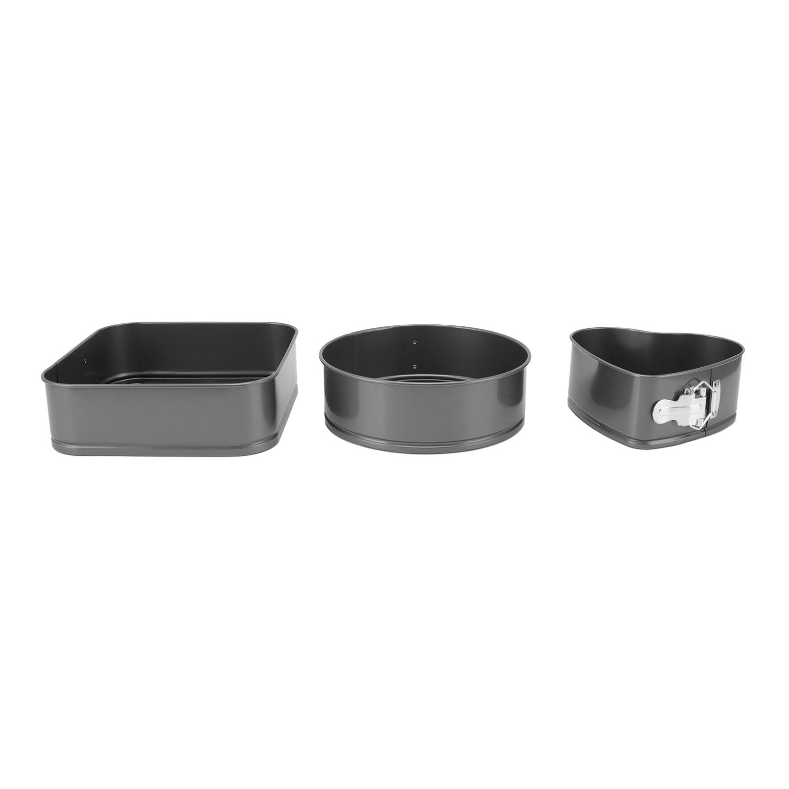 3 pièces ensemble de moules à gâteau antiadhésifs en acier au carbone moule à charnière forme carrée de coeur rond pour la cuisson de mousse de gâteau au fromage cuisine mai (24/26/28)