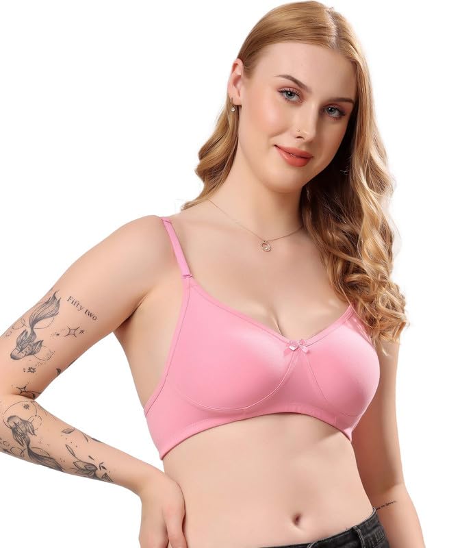 Image of London Hills Regular Bra for Women Everyday Non Padded Wire Free Mid Coverage Cotton Blend