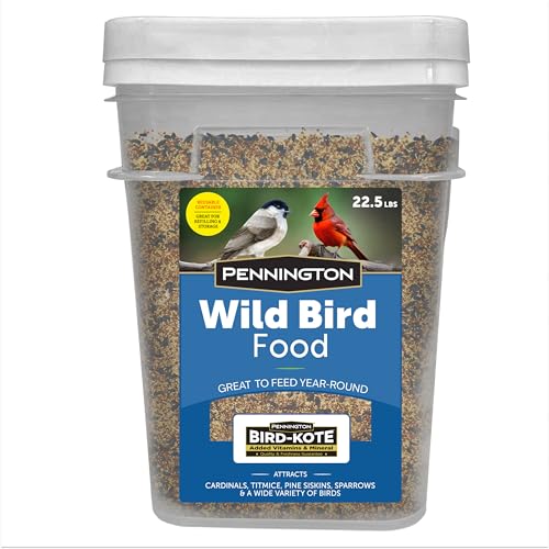 Pennington Wild Bird Food, Wild Bird Seed for Outside Feeders, Great to Feed Year-Round, 22.5-lb. Critter-Proof Bucket
