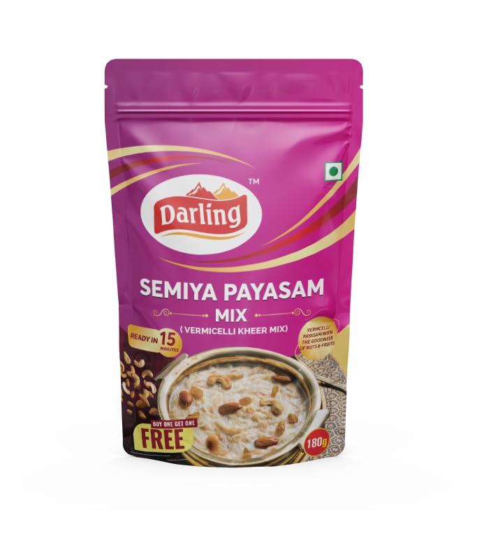 Darling Masala Semiya (Vermicelli) Payasam Mix, 180g (Buy 1 and Get 1 Free) | Seviyan | Traditional Indian Dessert | Easy to prepare |