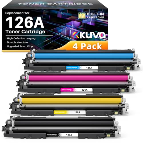 Kuva Toner 126A Compatible para HP 126A CE310A CE311A CE312A CE313A para HP LaserJet CP1025nw CP1025 Color LaserJet Pro 100 Color MFP M175A M176n M175nw M177fw M275 (Negro, Cian, Amarillo, Magenta)