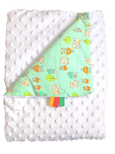 Couverture bébé Minky Coton douce plaid moelleuse polaire douillette double face 75x100 (V/B-8)