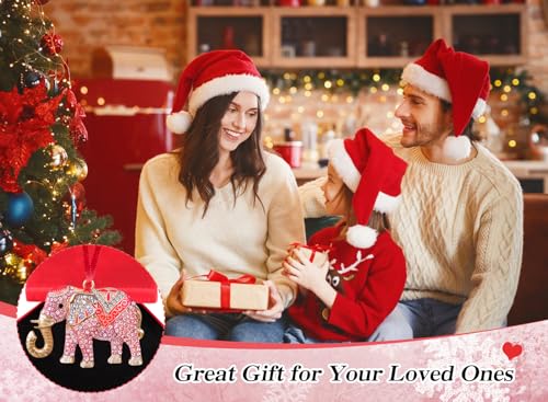 D24Time Elephant Christmas Ornaments Pink Metal Elephant Christmas Tree Decorative Hanging Ornaments For Home Elephant Decor Christmas Tree Decorations Keepsake Gifts For Women Sisters Mom Kids Girls thumb #6