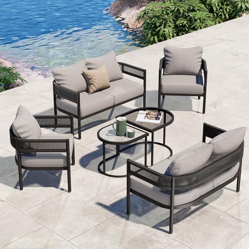 Grand patio 6-Piece Outdoor Furniture Set, 6 Seats Wicker Sofa