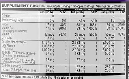 Miniatura 6 de Ultimate Nutrition Horsepower X Advanced Suplemento previo al entrenamiento con creatina y vitamina B12, 45 porciones, frambuesa azul