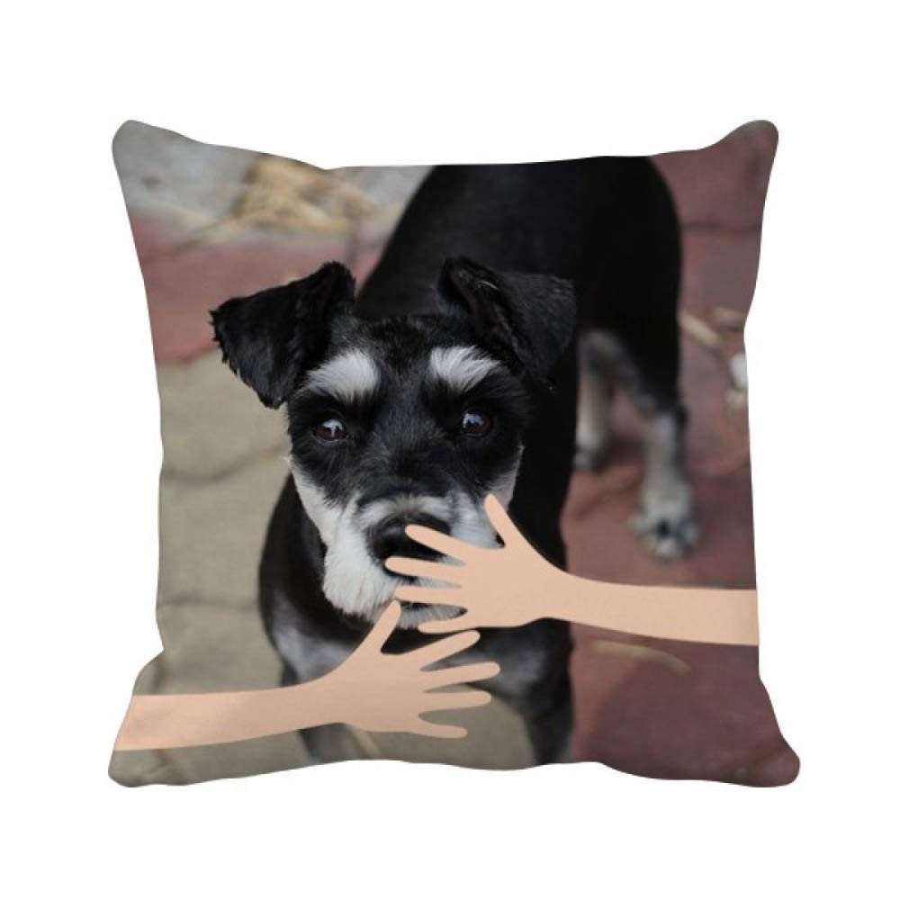 Chien noir coussin de couvrir décoratif en tissu imprimé animalier