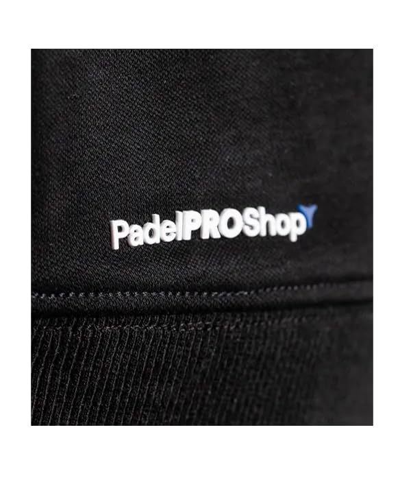 Padel Pro Shop Sudadera de Algodón Negro con Capucha y Bolsillo, Logo en Relieve, Moderna y Única