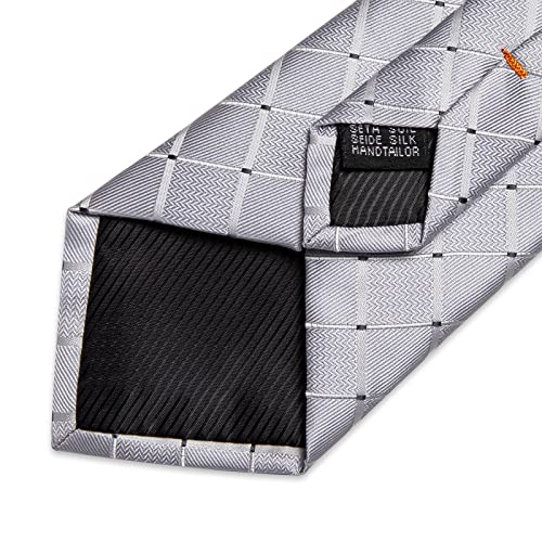 Image of DiBanGu Mens Silk Necktie Solid Color Tie and Pocket Square Cufflink Tie Clip Set Woven Plain Ties for Men Wedding Party