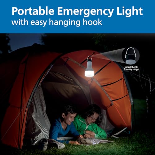 Image of Philips Zenith 9W Portable Emergency Torch Light | LED Bulb, B22 Base | Up to 7 Hours Backup, Type-C & AC Charging, Lithium-Ion Battery, Includes Hanging Hook (Grey) | Cool Day Light, Pack of 1