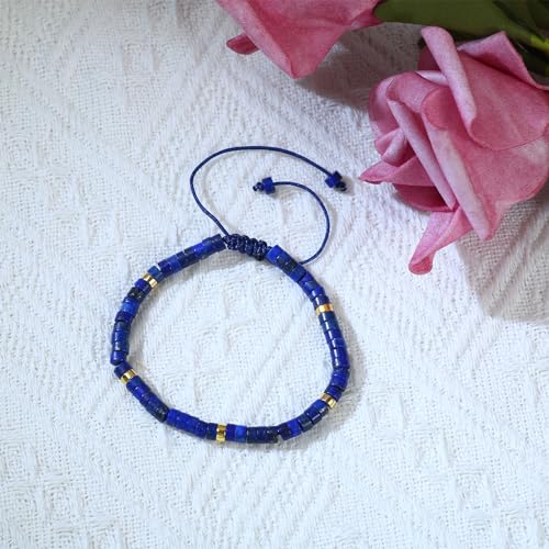 Lapis Lazuli Bracelet - Genuine Lapis Lazuli Natural Stone, Healing Bracelets for Women Crystal Bracelet Anti Anxiety Stress Relief Delicate Spiritual Protection December Birthstone Gifts3