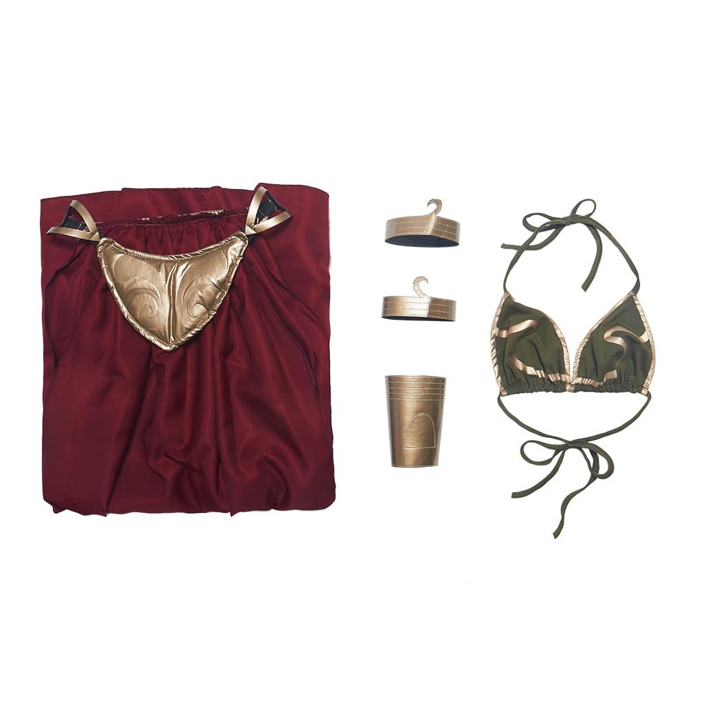 RocailleCos Sexy Prinzessinnenkostüm Leia Cosplay Halloween Kostüme Kleid Sklaven BH Rock für Erwachsene Frauen