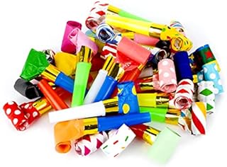 AWAVM 25PCS Colourful Whistles Blower, Party Blow Roll, Party Poppers, Noisemakers, Party, Birthday, Celebration, Color Random