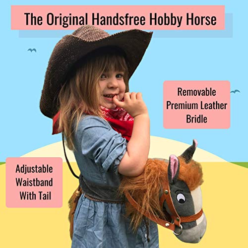 Papap Pony Original Handsfree Hobby Horse and Book: Updated Stick Horse (Children Age 2-5) Hand-Crafted Reading and Riding Toy Gift Set for Toddlers and Preschoolers