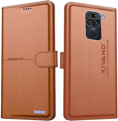 Image of Compatible with Xiaomi Redmi Note 9 Flip Cover | Leather Finish | Inside Pockets & Inbuilt Stand | Shockproof Wallet Style Magnetic Closure Back Cover Case