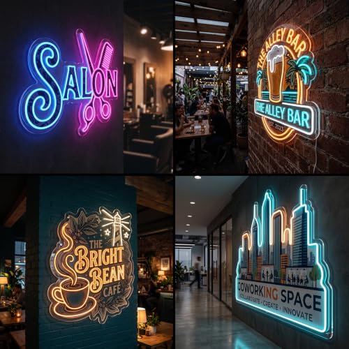 Image of Custom Logo Neon Sign, UV Printed LED Sign for Business, Office & Salon