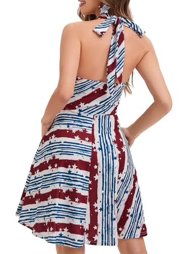 Image of Women's Summer Sundress- 2025 Sexy Halter Sleeveless Spring Boho Elastic Waist Ruffle Mini Dress