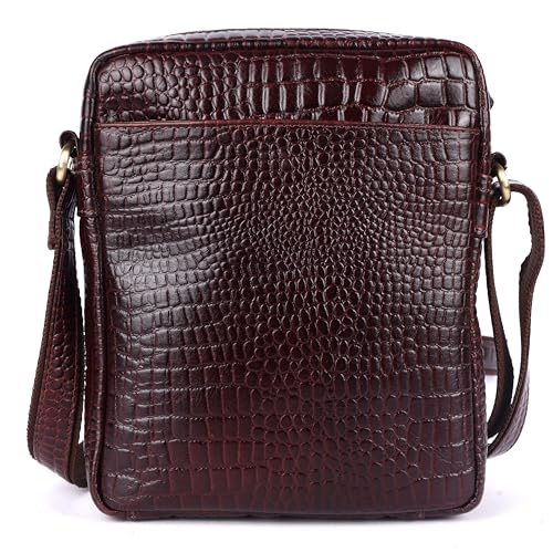 Image of Premium Genuine Leather Messenger Sling Bag for Men & Women - Multipurpose Crossbody Bag with Adjustable Strap & Multiple Pockets for Travel, Office, Work, College & Daily Use