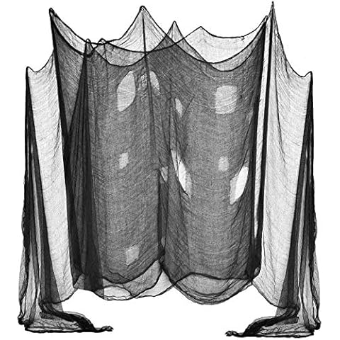 Halloween Creepy Cloth, DealKits Spooky Giant (48 x 240 in.) Cheese Cloth Tapestry for Halloween Party Supplies Decorations Outdoor Yard Home Wall Decor, Black Cover