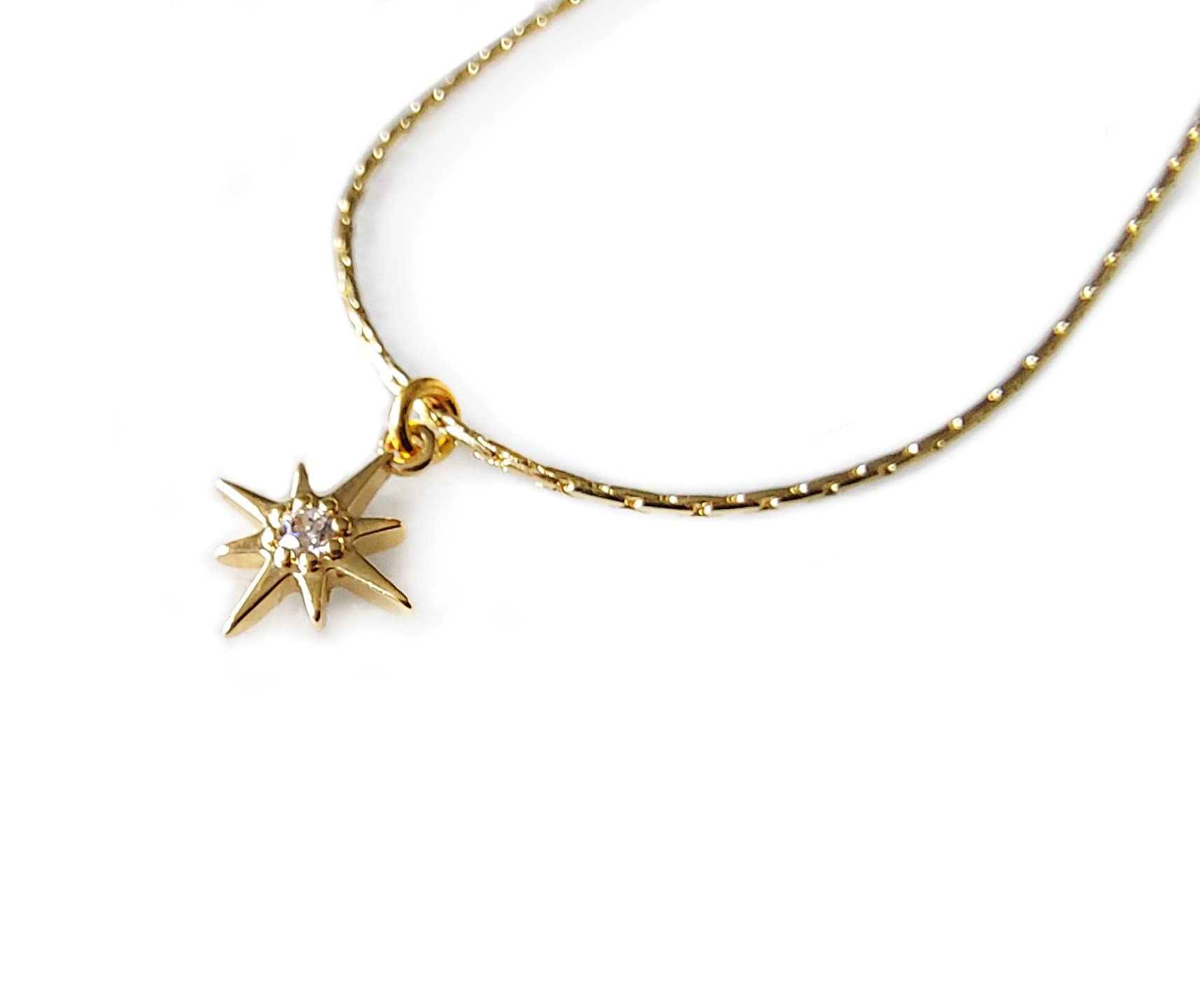 HandmadeDainty Tiny North Star 24k Gold Plated Necklace