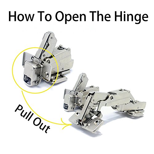 Tambee 175 Degree Hinges Frameless Cabinet Hinges Hydraulic Adjustable Mounting Concealed Hinges Soft Closing Nickel-Plated Steel Buffer Dampers For Wardrobe1 Pair Face Frame (Half Overlay) #TOP6