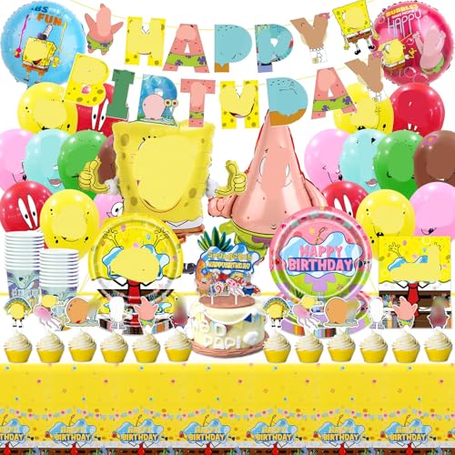99 Stück GeburtstagsdekoGeburtstag Geschirr Set Kindergeburtstag Party Deko Enthält Geburtstag Banner Luftballons Becher Servietten Tischdecke Kuchen Deko Pappteller für Kinder Jungen Mädchen