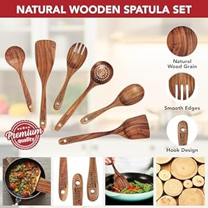 Luxuryteakwoodutensilsetelegant6piececookingensembleincludingspoonsserverscraperspatulaexpertlycraftedforculinaryexcellence Urban Country Home Decor Luxury teak wood utensil set elegant 6 piece cooking ensemble including spoons server scraper spatula expertly crafted for culinary excellence urban country home decor