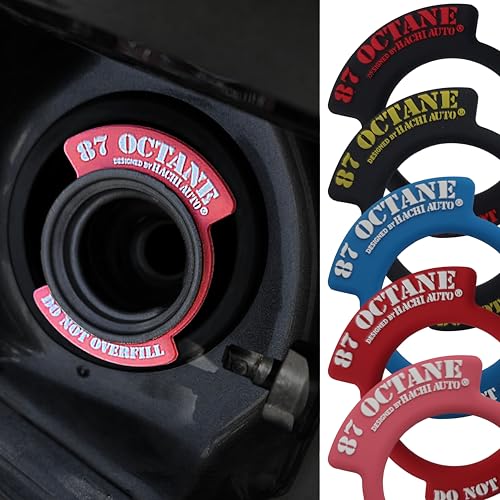 Hachi Auto 87 Octane Gas Gasoline Grade Do Not Overfill Fuel Filler Neck Indicator Indicate Reminder Ring (Black with Yellow Letter)
