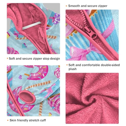 OTVEE Pink Donuts Cupcakes Kids Hoodie Jacket Fall Spring Full Zip Warm Outwear Coat3