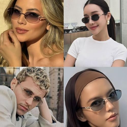 Trendy Oval Sunglasses for Women Men, Retro Fashion Round Shades4