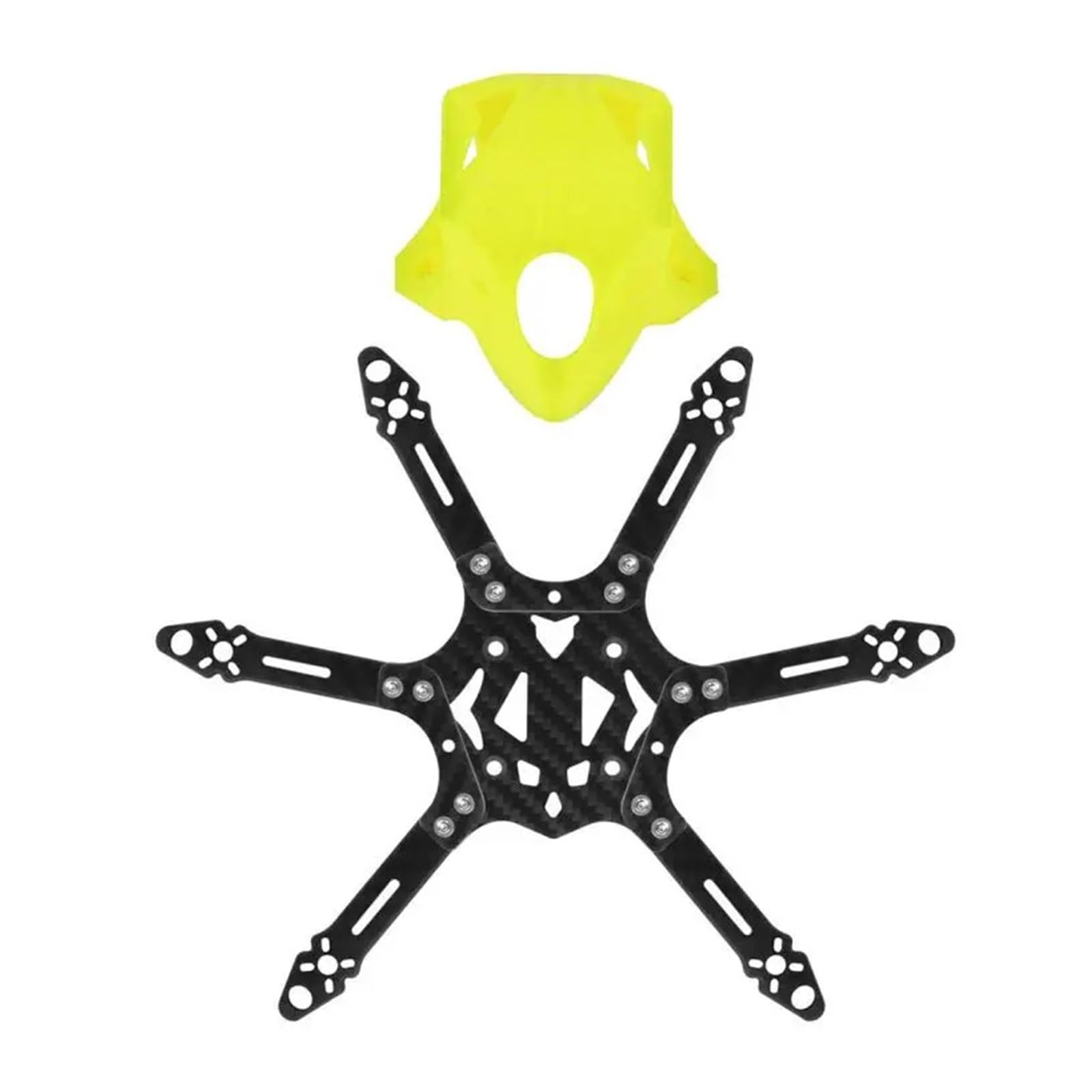 Kit de marco for hexacóptero, compatible con hélice 3 pulgadas | Mini marco de hexacóptero de fibra de carbono de 175 mm con cubierta de cámara de TPU(Yellow)