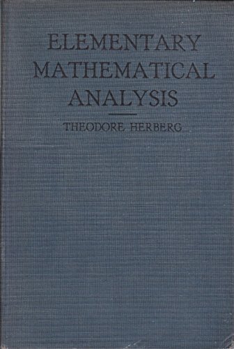 Elementary Mathematical Analysis B009NO9SP2 Book Cover