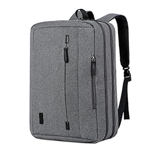 Waterproof Hybrid Briefcase Laptop Backpack Convertible Large 17 inch College Computer bag Travel Backpack BP-19 (Light Grey)