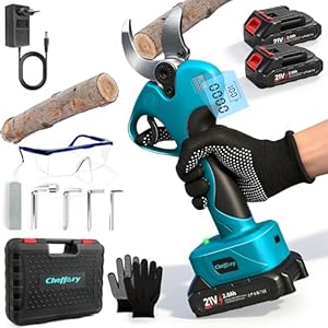 Cheffery Akku-Astschere Professionelle, Max Öffnung 60 mm Elektrische Gartenschere mit SK5-Stahlklingen 800W Bürstenlosem Motor LCD-Anzeige, Akku Baumschere für Garten Bauernhof (Mit Batterie)