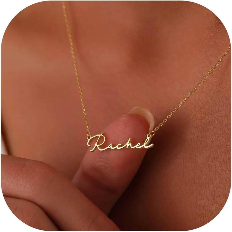 Custom Name Necklace for Women - Personalized 18k Gold Plated Dainty Name Necklace Customized Mother's Day/Wedding Bridesmaid Gift for Mom, Wife, Friend