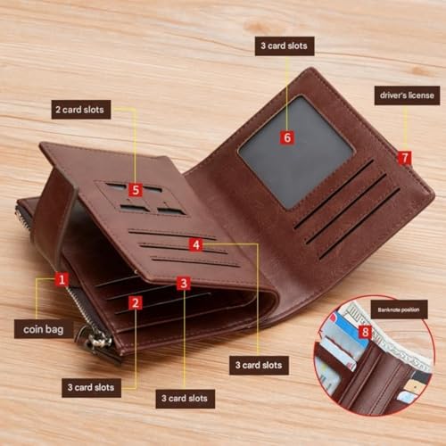 Peachloft Wallet, Peachloft Men's Rfid Blocking Bifold Wallet, PU Leather Multi-card Holder Anti-Theft Wallets for Men (Khaki)3