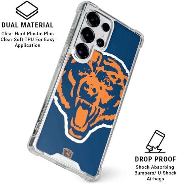 Skinit Clear Phone Case Compatible with Galaxy S25 Ultra - Officially Licensed NFL Chicago Bears Retro Logo Design