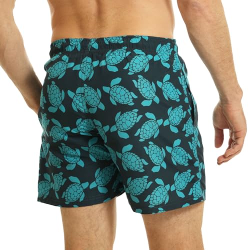 RIPT Men's Essentials Quick Dry UV 50 Sun Protection Swim Shorts Trunks,Navy/Turquoise, XXL - Image 2