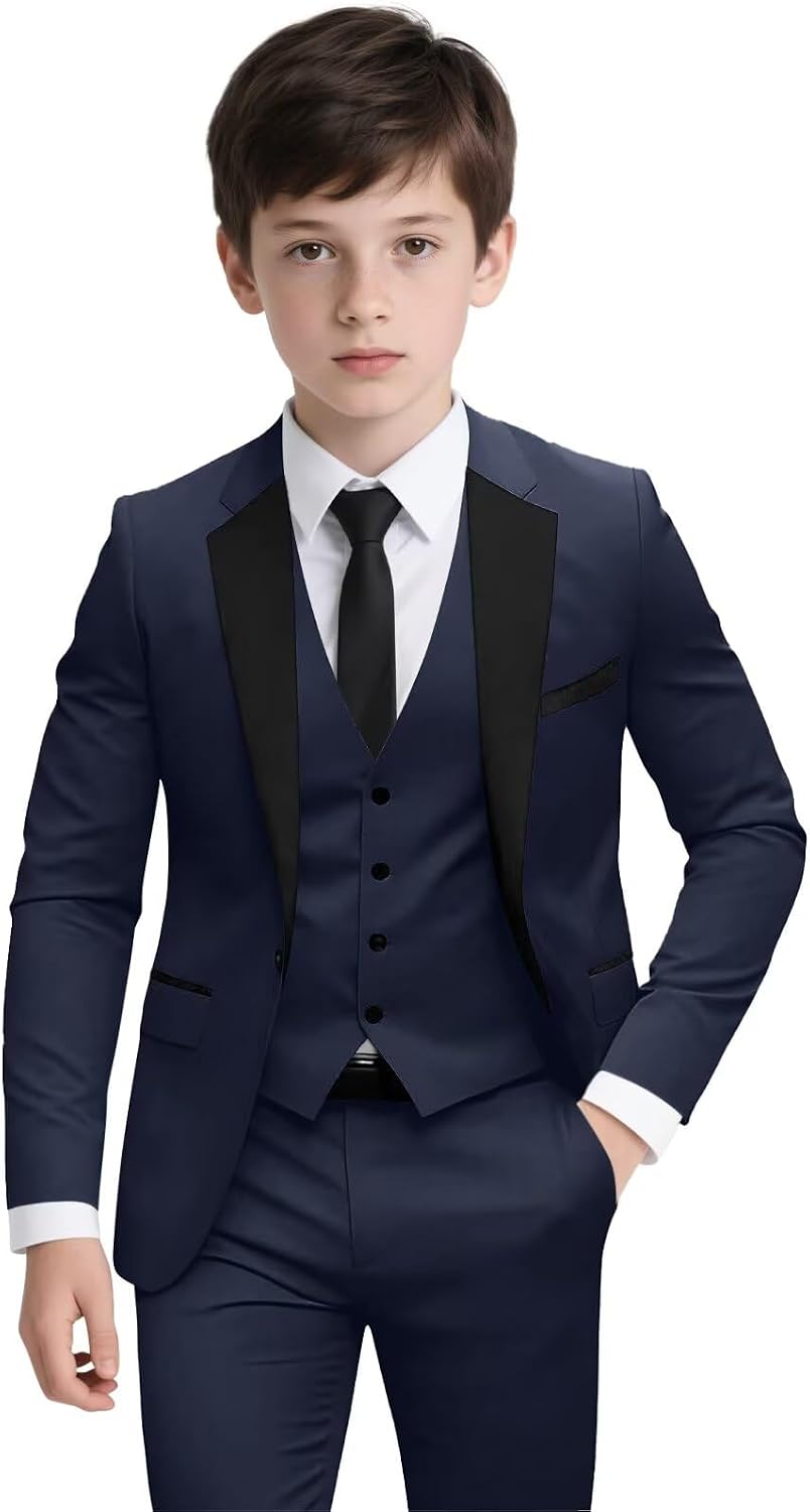 Boys' Suit 3 Piece Slim Fit Suit Formal Tuxedo for Toddler Boys Kids Casual Suits for Wedding Party Outfit Set