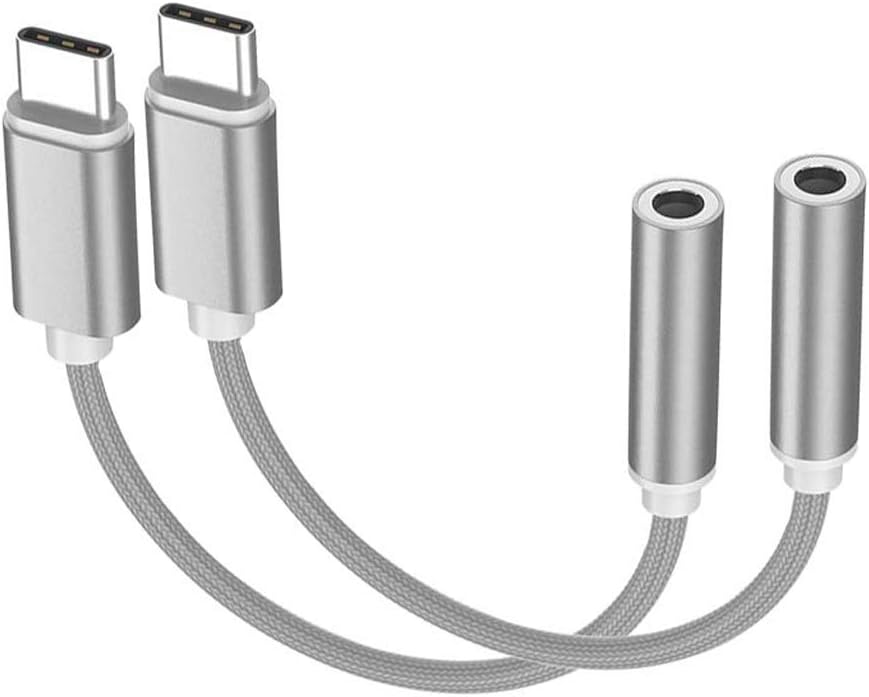 AD ADTRIP Type C to 3.5mm Headphone Audio Adapter Headphone Adapter Type C Earphone Aux Adapter for Huawei Mate 20 Pro/ P20 Pro, Moto Z, Xiaomi Mi 8, Oneplus 6t, oneplus 7 pro, 2-Pack
