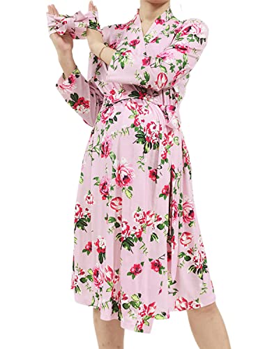 Image of SUFEINI Maternity Robe and Matching Baby Swaddle Blanket Set, Mommy Robe with Receiving Blanket Girls Boys Sleepwear